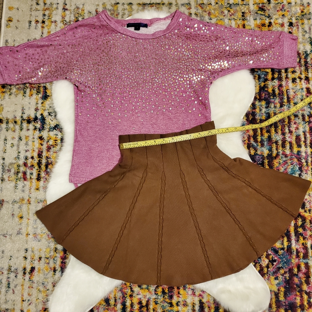 Brown Skirt pink dolman sparkle bead L set